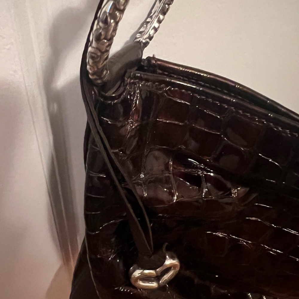 Brighton Cher Brown Patent Croc Embossed Leather